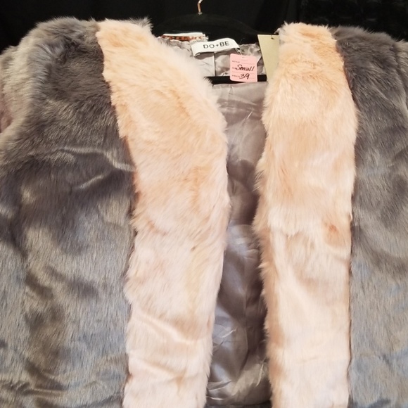 OMG! Gray and pink faux fur a jacket CUTE! - Picture 8 of 8